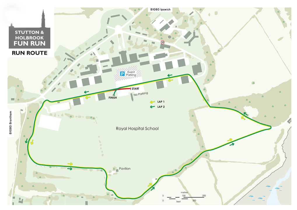 Map of the Stutton and Holbrook Christmas Eve Fun Race course